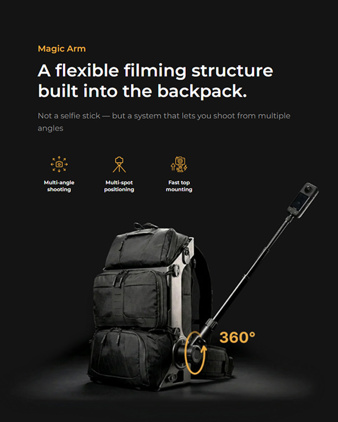 Coalax Ranger Outdoor Selfie Backpack for Hands-Free Vlogging Creators