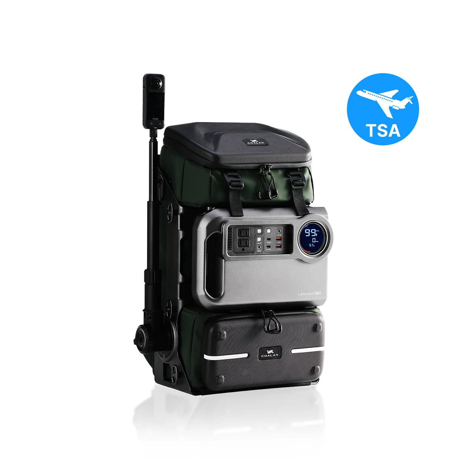 Coalax Lancer 100 TSA Compliant Travel Camera Backpack with 100W Power Station